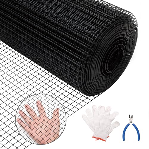 Black Hardware Cloth 1 inch 48inch(H) x 50ft(L), 16 Gauge Wire Mesh Roll for Chicken Wire Fencing Metal Garden Fence Powder Coated Galvanized Welded Fence Rabbit Poultry Cage Home Improvement Projects