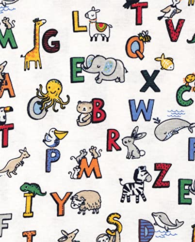 The Children's Place Baby and Toddler Snug Fit 100% Cotton Short Sleeve Top and Pants 2 Piece Pajama Set, Sea Friends, 0-3 Months