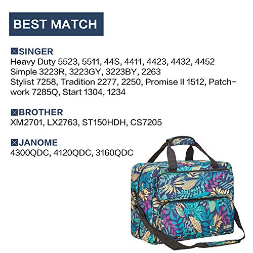 HOMEST Sewing Machine Carrying Case, Universal Tote Bag with Shoulder Strap Compatible with Most Standard Singer, Brother, Janome, Floral (Patent Design)