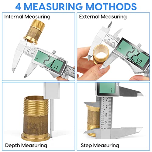Digital Caliper, 6 Inch Caliper Tool with Extra Large LCD Screen, Auto-Off Feature, Easy Switch from Inch Metric Fraction, Stainless Steel Vernier Caliper Measuring Tool for DIY/Household