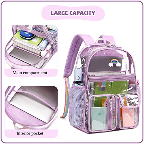 Lanola Student Kids Clear Bookbag Heavy Duty PVC Transparent Backpack Stadium Events See Through Backpacks For College Work Travel - Black