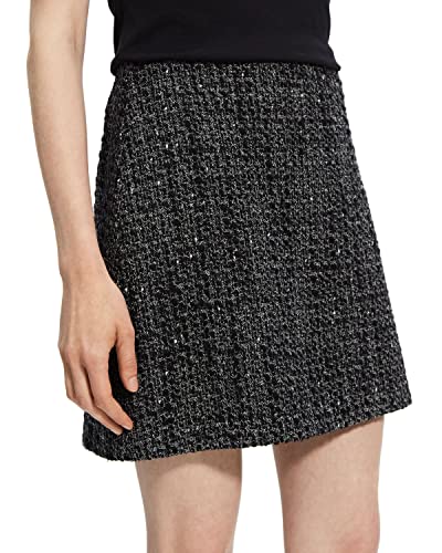 Theory Women's Tweed Mini Skirt, Black Multi, 0