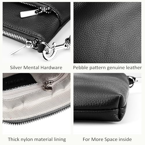 befen Small Genuine Leather Crossbody Purse Bags for Women Travel Shoulder Bag with Double Zip Pocket Air Force Blue
