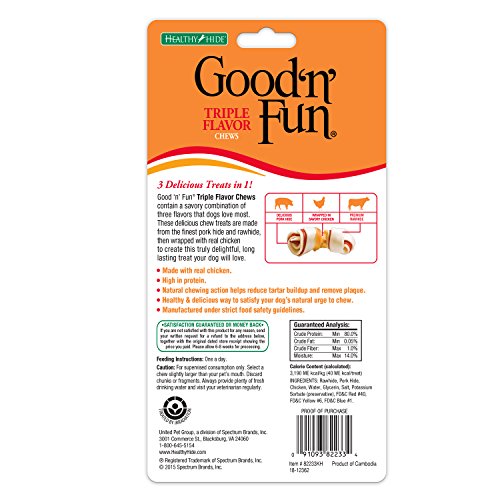 Good'n'Fun Good 'N' Fun Triple Flavor Mini Rawhide Chews, 4-Count
