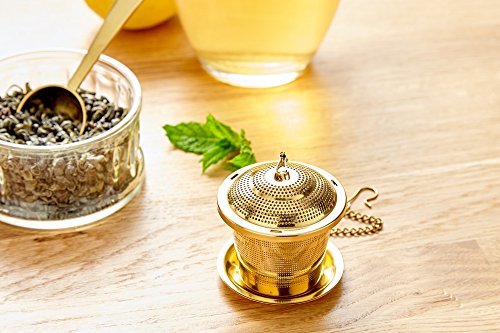 Tea Infuser (Set of 2) with Tea Scoop and Drip Dray - Ultra Fine Tea Strainer for Loose Leaf Tea - Stainless Steel Tea Steeper for a Superior Brewing Experience