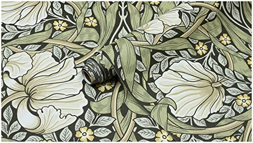 HAOKHOME 94028-2 Vintage Floral Wallpaper Peel and Stick Botanical Grey/Terracotta Wall Murals Home Kitchen Bedroom Decor by William Morris 17.7in x 9.8ft