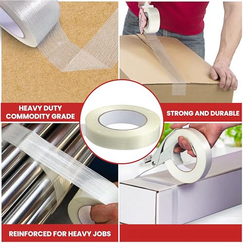GGR Supplies FIL-795 Mono/Uni-Directional Fiberglass Reinforced Super Resistant Heavy Duty Commodity Grade Filament Strapping Tape: 2" in. Wide x 60 yds. (5.5 Mil) (Pack of 2)