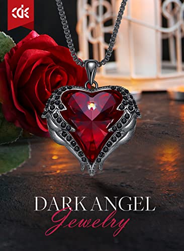 CDE Angel Wing Love Heart Necklaces for Women, Silver Tone/Gold Tone Pendant Necklace Jewelry Gifts for Her on Christmas, Valentine's/Mother's Day, Anniversary, Birthday Gifts for Women Wife Girlfriend (White-Nov. Yellow Birthstone)