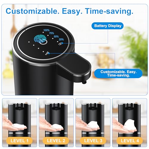 Automatic Foaming Soap Dispenser Foaming Hand Sanitizer Touchless Soap Dispenser Rechargeable with Sensor for Bathroom Kitchen 13.5oz/380ml