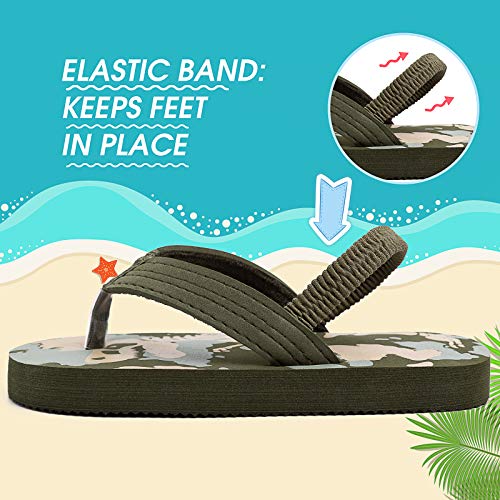 techcity Toddler Boys Girls Flip Flops Kids Unicorn Dinosaur Sandals Beach Pool Water Shoes with Back Strap (Red Yellow Monster, numeric_9_point_5)