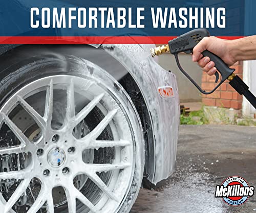 McKillans® Short Pressure Washer Gun with Swivel - High Pressure Water Handle with 3/8" Male Plug and 1/4” Quick Connector Coupler - Power Washer Gun Compatible with Foam Cannon - Car Wash Foam Gun