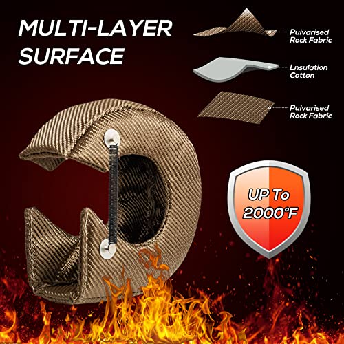 FLASLD Titanium Turbo Blanket T3 cover for Turbocharger Thermal Heat Shield Cover with Fastener Springs