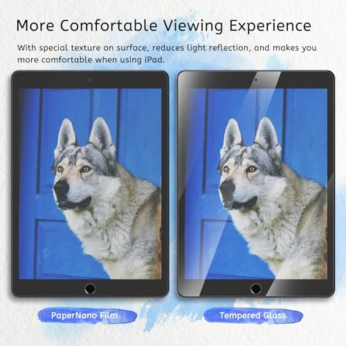 MOBDIK 2 Pack Paperfeel Screen Protector Compatible with iPad 9/8/7 (10.2 Inch, 2021/2020/2019, 9th/8th/7th Generation), Crafted for Natural Writing, Anti Glare with Easy Installation Kit
