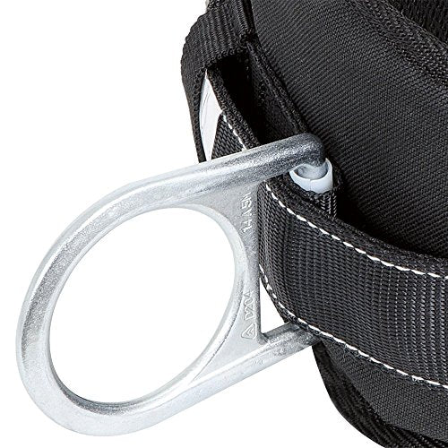 Peakworks Fall Protection Safety Harness Positioning Belt with Padded Lumbar Support, 2 D-Rings, Black, Small, V8056021