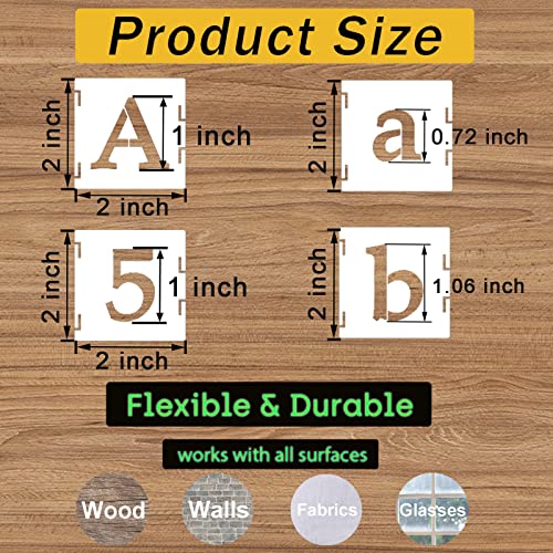 DZXCYZ 1 Inch Alphabet Letter Stencils, 65 Pcs Reusable Plastic Letter Number Symbol Interlocking Drawing Template Kit for Painting on Wood, Wall, Fabric, Rock, Signage, Door Porch