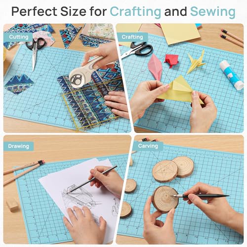 Full 18''x12'' Grid Size Self Healing Cutting Mat, A3 Rotary Cutting Sewing Mat, 5-Ply Double Sided Cutting Board for Craft Sewing Quilting Hobby Fabric Precision Scrapbooking Project, Anthracite Gray