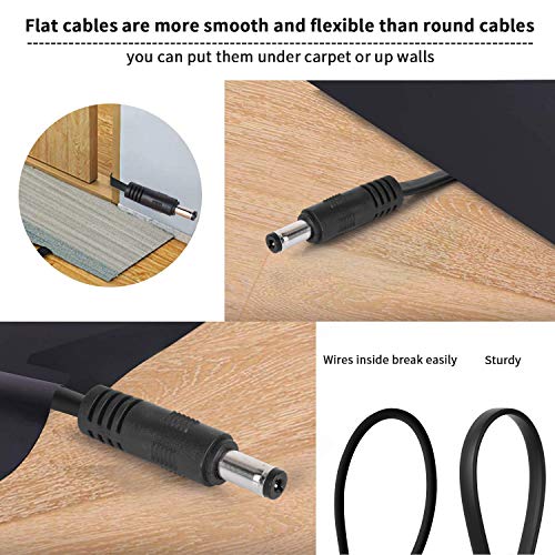 Uogw 2 Pack DC Power Extension Cable, 20ft 2.1mm x 5.5mm Extension Cord Compatible with 12V DC Adapter Cord for Security Camera CCTV IP Camera, LED, Car, Black