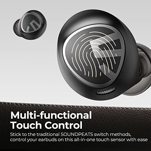 SoundPEATS Free2 Classic Wireless Earbuds Bluetooth V5.1 Headphones with 30Hrs Playtime in-Ear Wireless Earphones, Built-in Mic for Clear Calls, Touch Control, Single/Twin Mode, Stereo Sound