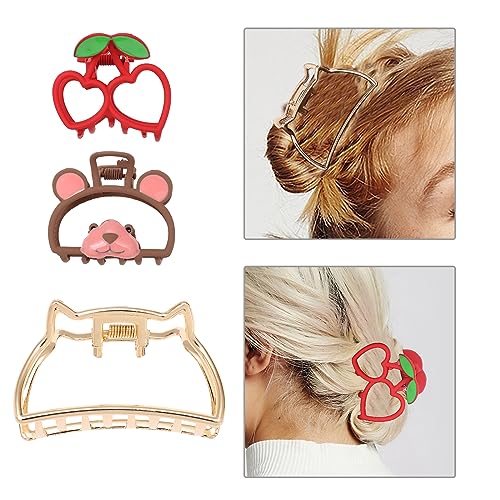 Purggy 3 Pack Butterfly Hair Clips、golden Heart Star Hair Clasps Accessories for Women Girls Adult Hair Claw Clips, Metal Hair Clips for Thick/Thin Hair