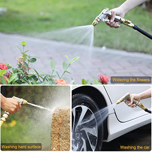 FANHAO Heavy Duty Fireman's Hose Nozzle, Metal Water Nozzle with 8 Spray Patterns,High Pressure Garden Hose Sprayer with Lever Control and Non-Slip Grip to Water Plants & Lawns, Wash Cars & Clean