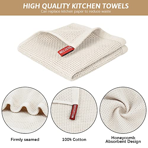 Nialnant 100% Cotton Kitchen Dish Towels,Waffle Weave Dish Cloths for Washing Dishes,Soft Absorbent Dish Rags,Quick Drying Cleaning Rags-12x12 in, 6 Pack