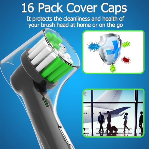 Wetqaip Replacement Heads Compatible with Oral b Braun Electric Toothbrush, Toothbrush Heads for Pro 1000 500 1500 Health Genius X, 8 Sensitive+8 Precision+16 Cover Caps-Black