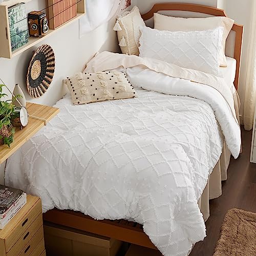Bedsure Twin/Twin XL Comforter Set - Pumpkin Boho Twin Extra Long Comforter Set for College, Shabby Chic Dorm Bedding Set, 2 Pieces Modern Farmhouse Bed Set, Includes 1 Pillow Sham
