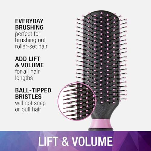 Conair Salon Results Hairbrush - Hair brush for Men and Women - Detangling - suitable for all hair types -features Nylon Bristles - Pink/Black