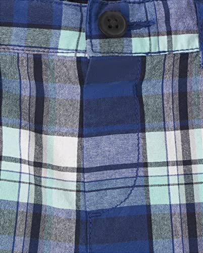 The Children's Place Baby and Toddler Boys Printed Chino Shorts, Blue Plaid, 9-12 Months