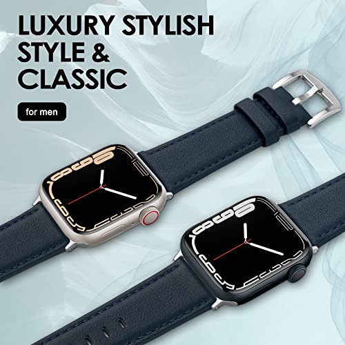 SWEES Leather Band Compatible for Apple Watch 42mm 44mm 45mm, Genuine Leather Replacement Wristband Strap Compatible iWatch Series 7 6 5 4 3 2 1 SE Sports & Edition Men And Women, Cognac Brown