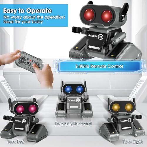OYMMENEY Robot Toys, Rechargeable Remote Control Robot Toys, Kids RC Robots with LED Eyes, Flexible Head & Arms, Dance Moves and Music, Toys for 3 4 5 6 7 8 Year Old Boys Girls Birthday Gift