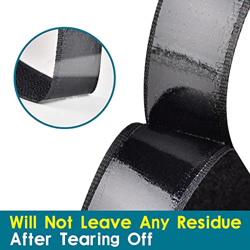 0.75 Inch x 82 Feet Black Self Adhesive Hook and Loop Tape Sticky Back Fastening Roll, Nylon Self-Adhesive Heavy Duty Strips Fastener for Home Office School Car and Crafting Organization - Black