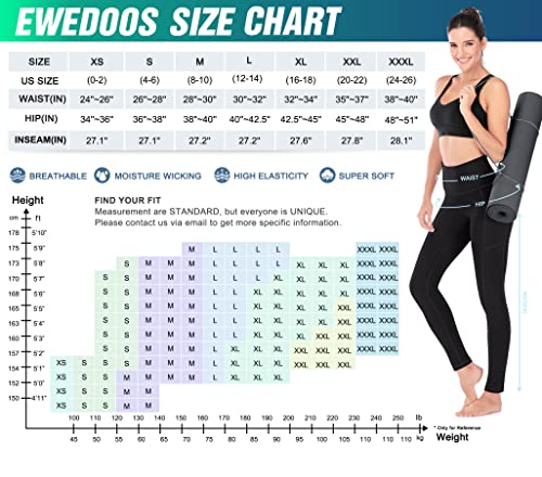 Ewedoos Women's Yoga Pants with Pockets Leggings for Women Tummy Control Workout Leggings for Women Compression Leggings