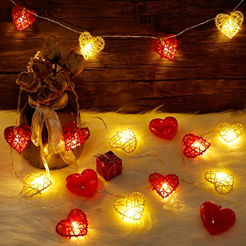 Happy Trees Valentine String Lights, 10 FT 20 LED Heart Shape String Light, Romantic Fairy Lights Battery Operated Timer, Valentine Decor for Indoor Outdoor Wedding Anniversary Holiday Party