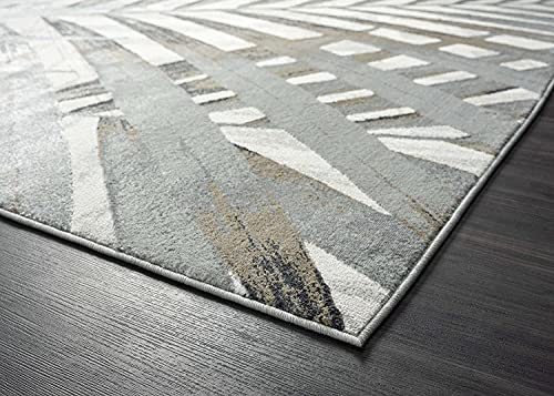 Abani Brown, Grey & Beige Floral Palm Leaf Pattern Area Rug Rugs - Nova Collection Modern Eclectic Style Accent Rug (4' x 6', Grey & Brown)