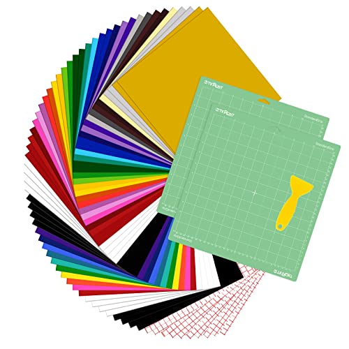 HTVRONT White Permanent Vinyl, 12 Pack White Vinyl for Cricut - 10 White Vinyl Sheets 12" x 12" & 2 Transfer Tape Sheets for Party Decoration, Sticker, Craft Cutter, Car Decal (Matte)