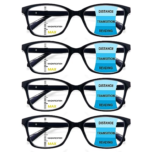 STASTEND 4 Pack Progressive Multifocus Reading Glasses for Women Men Spring Hinge Blue Light Blocking Readers (MIX, 1.75, x)