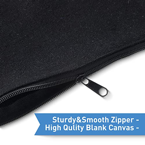 Reginary 80 Pack Canvas Zipper Makeup Bags Bulk Pencil Pouches Blank DIY Craft Canvas Cosmetic Bag Pouch with Zipper for Makeup Cosmetic Toiletry Stationary Storage(All Black)
