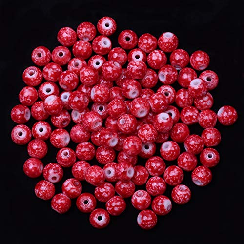 100pcs 10MM Acrylic Beads for Jewelry Making, GACUYI Smooth Beads Bulk Loose Glass Beads in Patterns for Adults Earring Bracelet Necklace Making and Beads Supplies