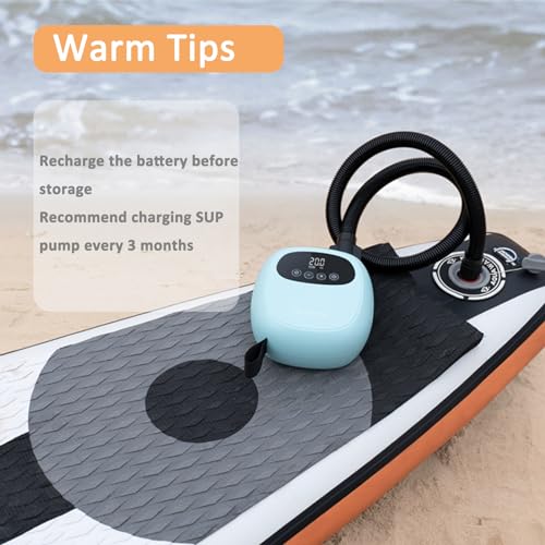 dwndpump Electric Paddle Board Pump, Rechargeable 20 PSI SUP Pump, Dual-Stage Inflation and Deflation Sup Air Pump, Portable Electric Pump for Kayaks, Wind Wings, SUPs (Green)
