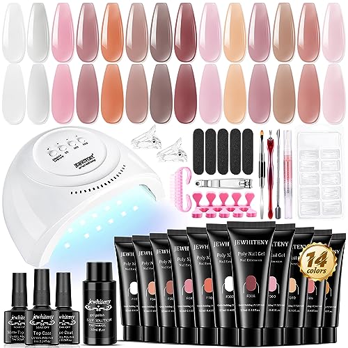 JEWHITENY 14 Colors Poly Gel Nail Kit 27 Colors Gel Nail Polish Kit With U V Light All In One Nail Art Starter Kit Suitable For All Seasons