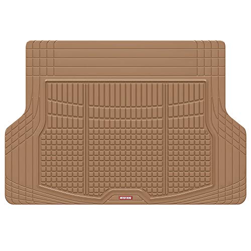 Motor Trend FlexTough Beige Floor Mats for Cars & Cargo Mat Full Set - All Weather Front & Rear Rubber Automotive Floor Mats & Cargo Liner for SUV, Car, & Van - Interior Trunk Mat & Floor Cover