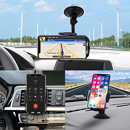 Car Phone Mount, Vansky 3-in-1 Cell Holder Air Vent Dashboard Mount Windshield for iPhone Xs Max R X 8 Plus 7 6S Samsung Galaxy S9 S8 Edge S7 S6 LG Sony and More