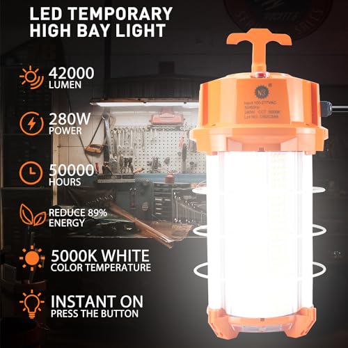 NS 280W LED Work Light 42,000 Lumens 5000K Construction High Lumens Super Bright Durable Temporary Job Site Lighting
