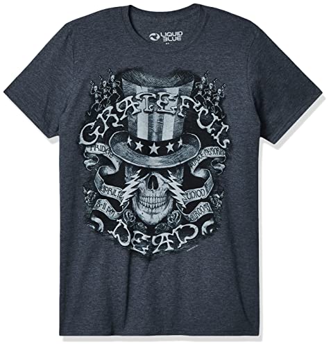 Liquid Blue Unisex-Adult's Standard Grateful Dead Memorial Ball Room Short Sleeve T-Shirt, Dark Grey Heather, Small