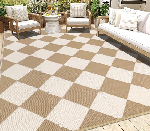 HEBE Outdoor Rug Waterproof 5x8, Plastic Straw Rug Camping Rug, Reversible Outdoor Patio Rugs RV Mat Clearance, Indoor Outside Floor Carpet for Porch,Deck,Camper,Balcony,Backyard