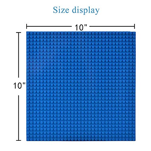JNZong Classic Baseplates Building Base Plates for Building Bricks 100% Compatible with Major Brands-Baseplates 10" x 10", Pack of 6 (Blue)