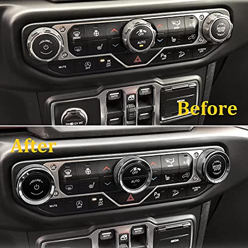 Air Conditioner Headlight Switch Knob Cover Trim for Jeep Wrangler JL JLU 2018 2019 2020 2021 Gladiator JT 2020 Aminum Alloy AC Button Trims (Black, 4PCS)