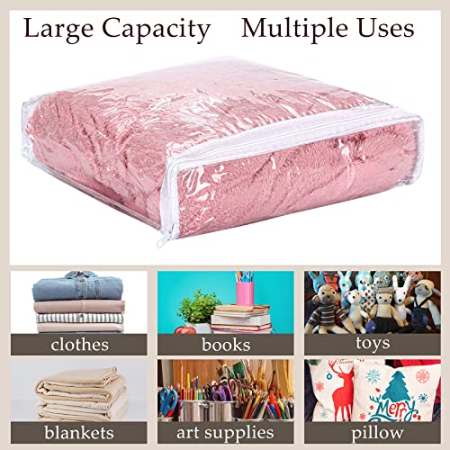 Kingdder 16 Pcs Clear Vinyl Zippered Sweater Storage Bags with Zipper 10 x 10 x 2.5 Inch Plastic Sheet Organizer and Storage for Clothing Blankets Sheet Linen Bed Pillow Cube Organizer