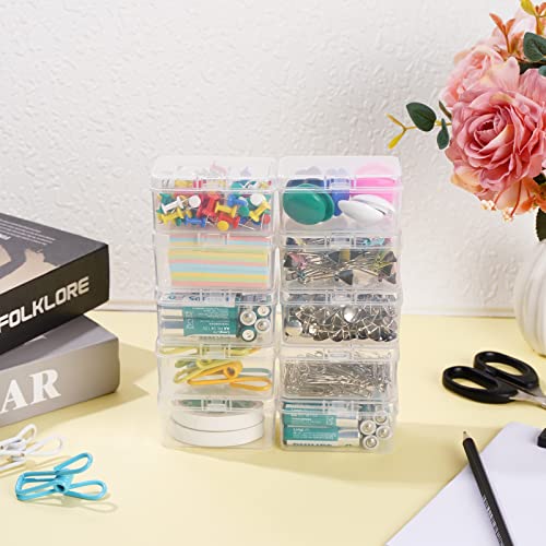 Gbivbe Small Plastic Storage Box, 13 Pieces Plastic Storage Cases Bead Organizers Boxes with Lid Mini Rectangles Boxes Craft Supply Case Bead Containers for Organizing